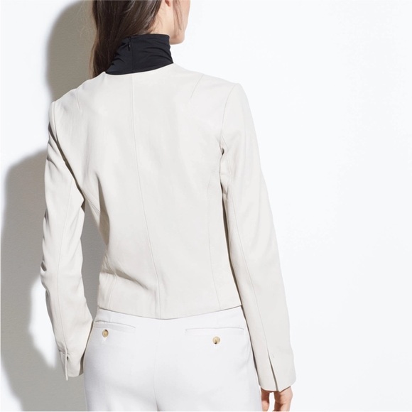 Vince Cross Front Leather Jacket in Greystone | M - Picture 3 of 8